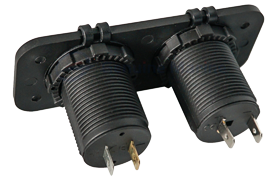 Allpa Waterdichte DC inbouw stopcontact , 1x 12V ingang & 2x USB (dubbel)