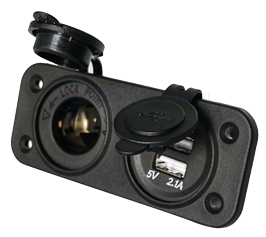 Allpa Waterdichte DC inbouw stopcontact , 1x 12V ingang & 2x USB (dubbel)