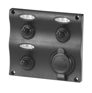 Schakelpaneel met 12 VOLT plug - 3 schakelaars