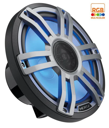 Hertz - HMX 8 S-LD-G-8" Marine Sport high performance coax speakers | Grijs (RGB led), set van 2 %count(title) Officiële Suzuki Marine dealer Noord-Holland Hertz - HMX 8 S-LD-G-8" Marine Sport high performance coax speakers | Grijs (RGB led), set van 2