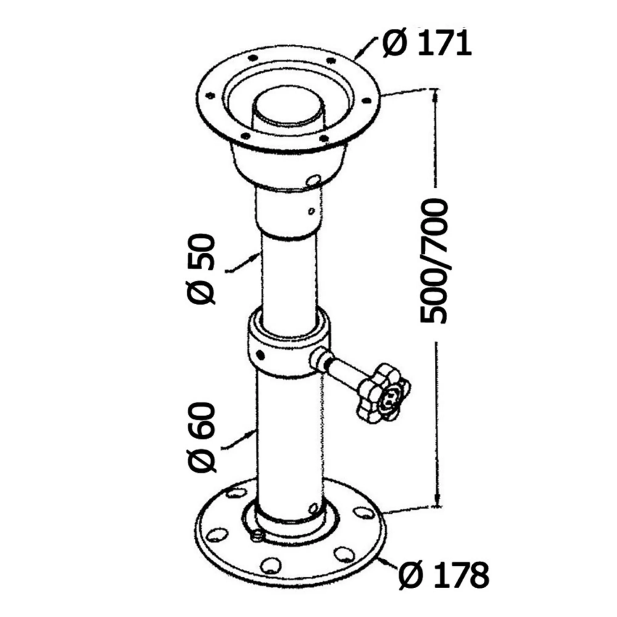Osculati Tafelpoot Set Telescopisch 500/700mm %count(title) Officiële Suzuki Marine dealer Noord-Holland Osculati Tafelpoot Set Telescopisch 500/700mm - Afbeelding 6