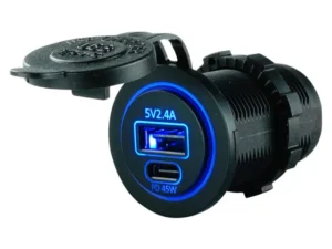 USB Stopcontact met USB-C snellader aansluiting : USB 2.4A + USB-C PD 45W